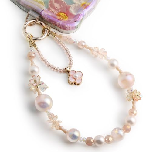 POSADINA Phone Charm for Women, Anti-Theft Phone Wrist Strap Hands-Free & Beaded Chain, Detachable Cell Phone Lanyard with Tether Tab