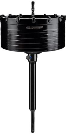 Mollom Sierra copa para hormigón 125mm (4-29/32) SDS Plus vástago 220mm | Cortador de orificios resistente,broca piloto 110 mm,tornillo antideslizante para piedra,ladrillo,pared,albañilería