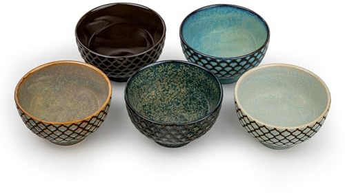 Bredemeijer Juego de 5 cuencos de té de porcelana a cuadros de colores, vasos con 150 ml de capacidad