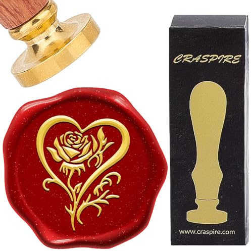 craspire Siegelstempel Mit Rosenblüte Im Juni Stil Für Hochzeiten Vintage Abnehmbare Siegelstempel Aus Messing 25mm Holzgriff Für Umschläge Einladungen Dekorative Kartenherstellung DIY Basteln