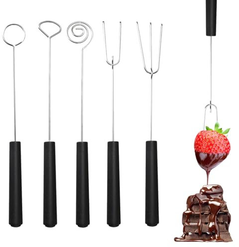 Lot de 5 fourchettes à fondue en acier inoxydable, fourchettes à fruits, fourchettes à chocolat, fourchettes à fondue, pour chocolats faits à la main, pour maisons, restaurants, hôtels
