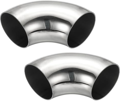 PATIKIL 2 Stück Edelstahl Rohrbogen 90 Grad Bogen, 63mm ID Stahl Auspuffbogen Auspuffrohrverbinder Edelstahlbogen 304 Edelstahl Rohr für Auspuffrohr Treppengeländer Auto HVAC