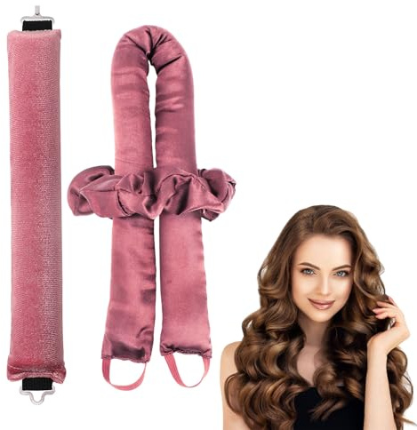 2pcs Sleeping No Heat Hair Curlers Set,Soft Hair Rollers for Natural Waves,Comfortable Curling Rods for Bedtime Styling,DIY Big Wave Hair Shaping Tool for Long Hair (Lotus Pink)