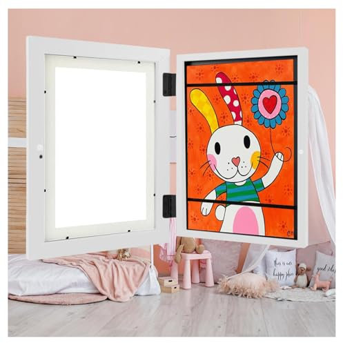 Wizvox Aufklappbar Kunstfotorahmen FüR Kinder, FrontöFfnung Acryl Kunst Fotorahmen Kunst Rahmen Kinder, Bilderrahmen Zum Aufklappen Kinderbilder,Weiß-1Stück