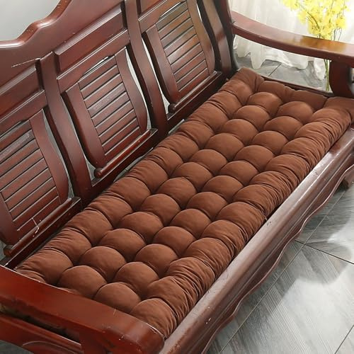 DUOLEH Cuscino spesso per panca a pavimento, cuscino per finestra a golfo, patio, mobili da interni, divano a 1/2/3/4 posti, cuscino lungo, con cinghie (155 x 55 x 8 cm, caffè)