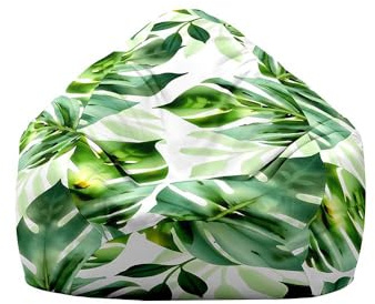 Highdi Sitzsack für Indoor Outdoor Sitzkissen Weicher Flauschiger Sofabettbezug Ohne Füllung Gartenkissen Bodenkissen für Wohnzimmer Gaming -Monstera-Blätter (Grün,80x90cm)