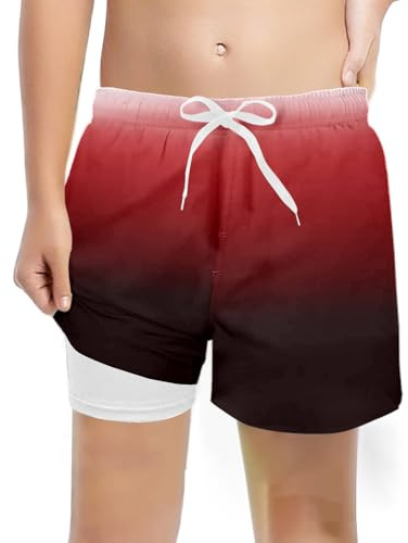 Générique Maillot de Bain pour garçon à séchage Rapide Doublure de Compression Boxer Anti-frottement Maillot de Bain Short de Plage Surf 5-12 Ans