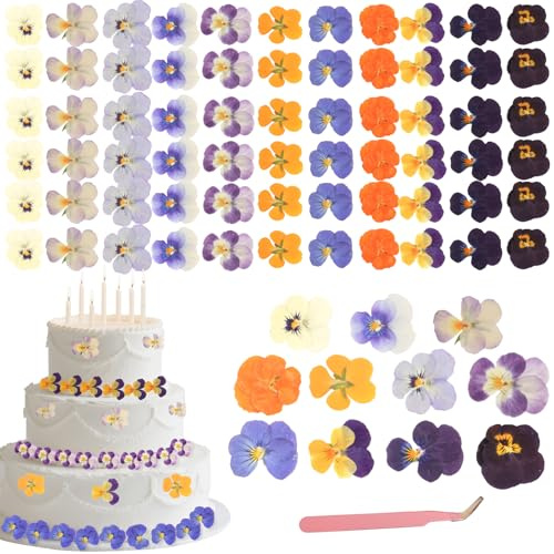 Essbare Blumen, 55 Stück 11 Arten Stiefmütterchen Special Blüten(Pansy Flowers), 100% natürlich getrocknete Stiefmütterchen Deko für Kuchendekoration, Kerzenherstellung, Dekoration für Festlichkeiten.