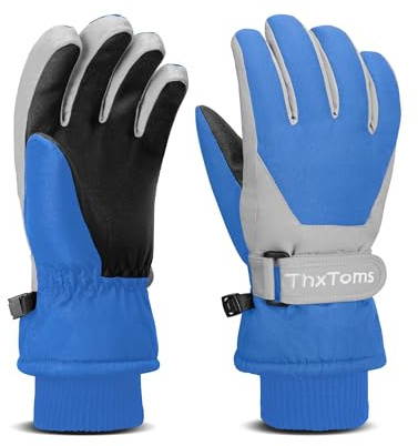 ThxToms Kinder Ski Handschuhe | Winter Snow Skihandschuhe -15℃ | PU Palme Winddicht Wasserdicht Warm Fleece | Sports Snowboard Skifahren Fahrradhandschuhe | Junge und Mädchen für 4-13 Jahre alt