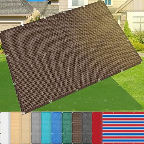 Red de sombra resistente de 185 g/m² con ojales, 5 m x 7 m, 95% de protección UV y solar para patios, invernaderos, piscinas, toldo duradero de polietileno de alta densidad en color marrón