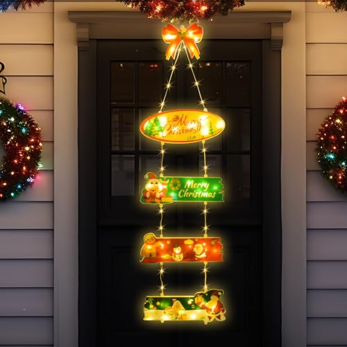 Deko Weihnachten Beleuchtet Außen - Led Türkranz Weihnachten Lichterkette Warmweiß, 8 Modi, IP65 Wasserdicht Türdeko Weihnachtsbeleuchtung Außen Innen für Haustür Fenster Wand Weihnachtsdeko