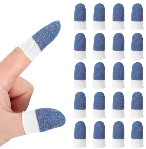 PATIKIL Guanti per Gaming con Punta in Fibre d'Argento, 20 Pezzi, Guanti per Dita per Controller, Blu Scuro/Bianco