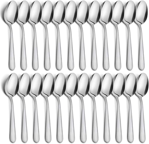 Dinner Forks 24 Pieces Stainless Steel 17cm Table Mirror Polishing Cutlery Silverware Set Dishwasher Safe Perfect for Cake Forks Home Kitchen & Restaurant (15cm, 24, 24pcs Tea Spoons)