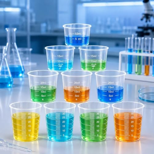 40 Pcs Measuring Cups, 10ml, 15ml, 20ml, 30ml Medicine Cups, Medication Pots, Reusable, Clear Scales, Transparent Graduated Medicine Cup, for Medication, Baking, Epoxy Resin, Lab
