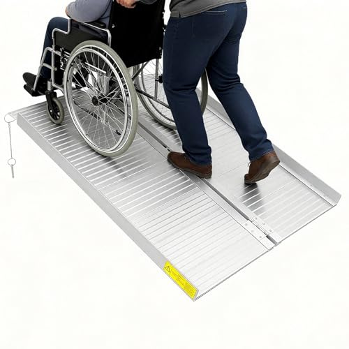 Rampe de fauteuil roulant pliable - 90 cm - Pour escaliers - Charge maximale : 300 kg - Rampe pour fauteuils roulants et scooters - Rampe d'escalier pour fauteuil roulant, marches, trottoirs