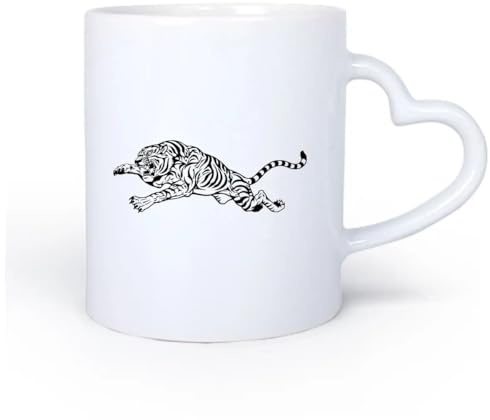 AYUEHBN Manico in ceramica a forma di cuore Caffè e bevande calde Tigre Predatore Animale Grande Felino Zanne Artigli 11oz/320ml Perfetto per cucine, ristoranti e bar, ottima idea regalo