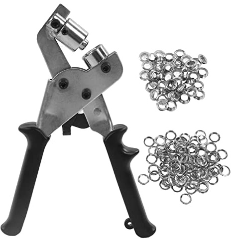 Manuelle Lochzange, Gürtellocher-Set, Leder-Lochstanzer mit 500 Ösen, tragbares Handpresswerkzeug für Zelt, Markise, Leinwand, PVC, Banner, Plane, Kleidung, Taschen, Boxen