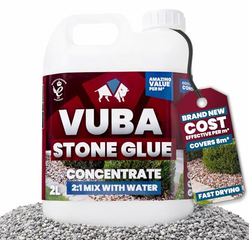 Vuba Easihold 2L Concentrate Rock Glue - Stone Adhesive, Dual Bond Technology Mix 2:1 with Water, Pea Gravel Stabiliser for Landscaping Paths, Patios & Borders 8m² Coverage, 3-Year Protection