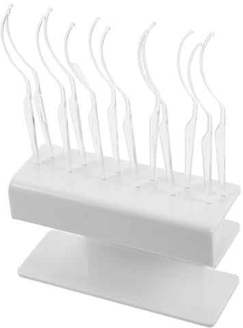Garneck Présentoir à Faux Cils Blanc 12 Bâtonnets Transparents, Outil Applicateur pour Extensions de Cils, Support de Rangement pour Salon de Beauté et Maquillage Professionnel