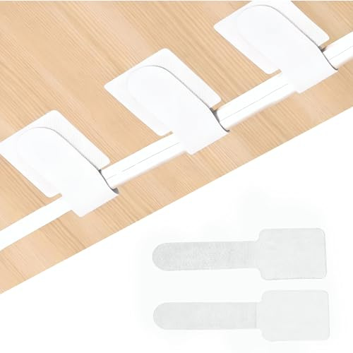 Cable Tidy Clips Straps 60PCS Self Adhesive Cable Ties Reusable Under Desk Cable Management Organiser for TV PC Laptop Ethernet Home Office Stick on Adjustable Hook and Loop Wire Organizer White