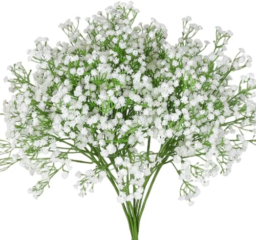 Vistnale 12 st Gypsophila konstgjorda blommor 50 cm vita bebisars andedräkt falska blommor som ser riktiga ut för bröllop gör-det-själv bukett arrangemang fest hem bordsdekor