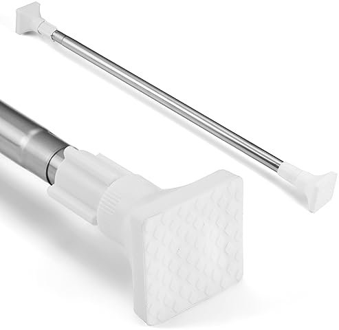Extendable Stainless Steel Curtain Pole Telescopic Tension Rod with No Drilling, Hanging Rail for Window Bathroom Shower Wardrobe Doorway, Adjustable Length 112-202cm