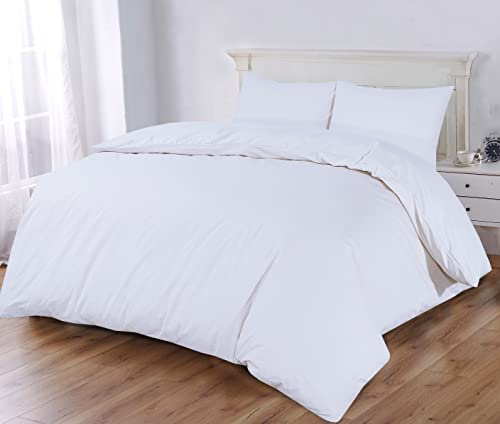 Sapphire Collection 100% Egyptian Cotton 300 Thread Count Duvet Cover With Pillow Case Bedding Set (King, White)