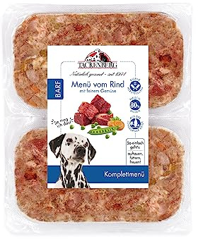 TACKENBERG Barf Menü mit Rindfleisch und feinem Gemüse für Hunde 28 x 500 g (14 kg) - leckeres Frostfleisch als Hundefutter in Premiumqualität - natürlich getreidefrei - Gefrierfutter