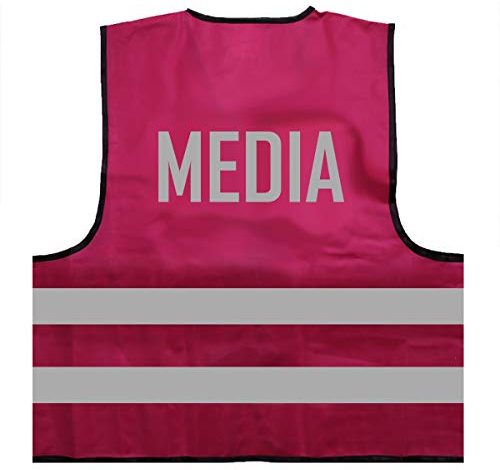 Warnweste - Signalweste - Media - Warnweste mit reflektierendem Aufdruck - Größe S/M, Magenta