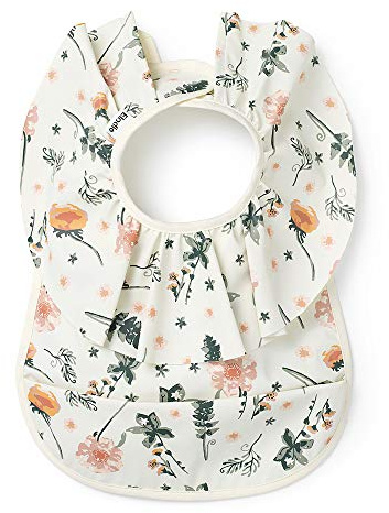 Elodie Details Bavoir Bébé Imperméable Souple Récupérateur - Design Scandinave - Meadow Blossom, Blanc/Rose