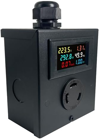 BUYSFORLIFE L6-30 Outlet Meter Box Installation Kit Assembly Required for Custom Application w/Box, Recepticle, LCD Meter, Screws, Cable Gland 110-240v Ampmeter, Voltmeter, Monitor Energy Usage