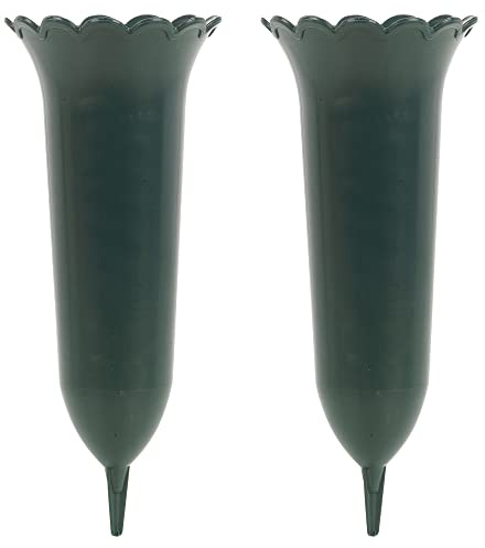 URBNLIVING 2 Set Green Decorative Ornamental Grave Outdoor Special Occasion Plastic Vase Set