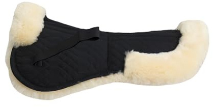 Engel Reitsport | SAKIS2AP-M-SCH-MED | Sattelkissen aus echtem Merino Lammfell | Korrektur Aufpolsterbar | mit Fellrand v&h | M | Stoff schwarz Fell med.