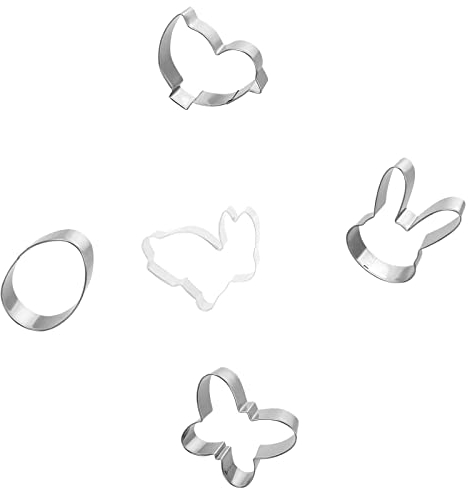 MYSUNBAR 5Stück Ausstechformen Ostern Set, Ausstecher Osterplätzchen, Ei Hase Karrote Küken,Plätzchenform Keksform Keksausstecher Oster Keks Backen, Plätzchenbacken mit Kindern