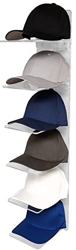 OnDisplay Luxe Acrylic Hat Rack Display - Wall Mounted Baseball Cap Organizer - Multi Shelf Wall Display for Hats (Clear)