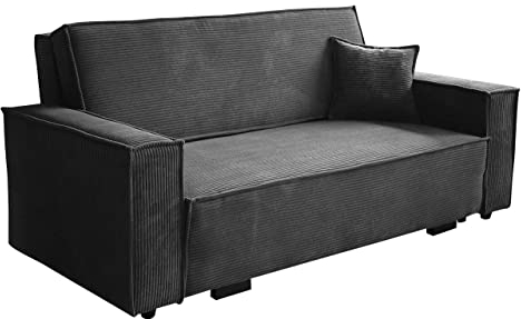 Mirjan24 Sofa Viva Star Cord IV mit Schlaffunktion, 4 Sitzer Polstersofa mit Bettkasten inkl. Kissen, Schlafsofa, Bettsofa, Sofagarnitur, Farbauswahl, Wohnlandschaft (Poso 22)