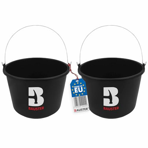 BAUSTER® 2X Baueimer 20 l aus Kunststoff Putzeimer Zementeimer Mörteleimer Garteneimer Wassereimer ideal für Renovierungs- und Bauarbeiten Kunststoff-Eimer Schwarz