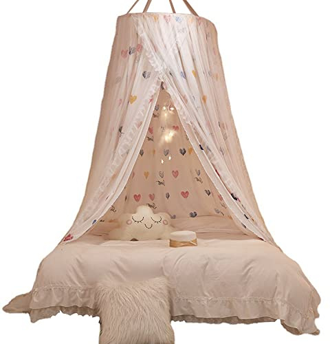 Surwin Moskitonetz Bett Baldachin, Mückennetz Outdoor Reise, Kinder Erwachsener Rundes Netz Vorhang, Moskitonetz Betthimmel Hängendes Zuhause, Für Babybett Doppelbett Einzelbett (Liebe)