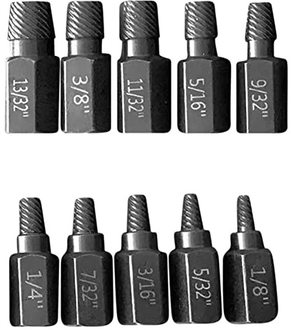Ocnvlia Schraubenausdreher-Set, 10 Stück, 3,2–10,3 mm, robustes Sechskantschraubenausdreher-Set für rostbeschädigte Schrauben