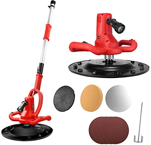 Máquina para Alisar Paredes con Varilla de extensión, 0-280 RPM 1680 W Paleta de mortero de Cemento de hormigón eléctrica, Mezclador de hormigón, 6 velocidades Ajustables, con luz