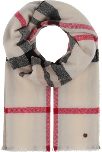 FRAAS Kaschmir Schal 58 x 180 cm - karierte Stola aus 100% reinem Kaschmir für Damen - The Plaid - Wärmend und Hautfreundlich Naturweiß