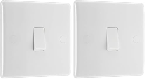 BG Electrical 812-01 Single Light Switch, White Moulded, 2-Way, 16AX (Pack of 2)