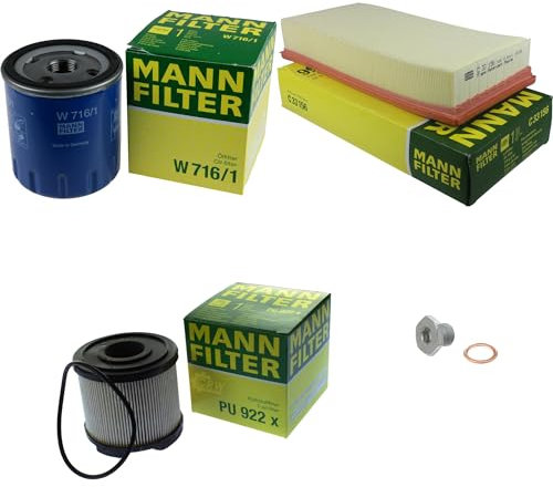 EISENFELS Inspektionspaket Wartungspaket Filterset mit Ölfilter W 716/1, Luftfilter C 33 156, Kraftstofffilter PU 922 x, Verschlussschraube