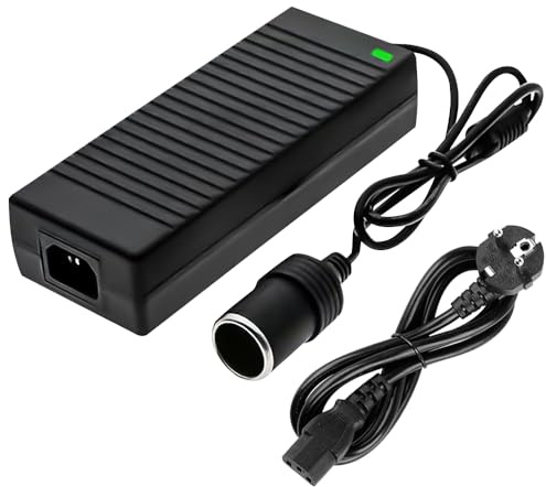 Spannungswandler 230V auf 12V, 180W 15A KFZ Netzadapter, Adapter Zigarettenanzünder Steckdose, für Autostaubsauger, Autokühlschrank, Reifenfüller, Kühlbox