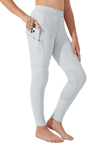 WILLIT Pantaloni da equitazione per bambini, con inserti al ginocchio, per giovani, estivi, traspiranti, elastici con tasche, grigio chiaro, XL