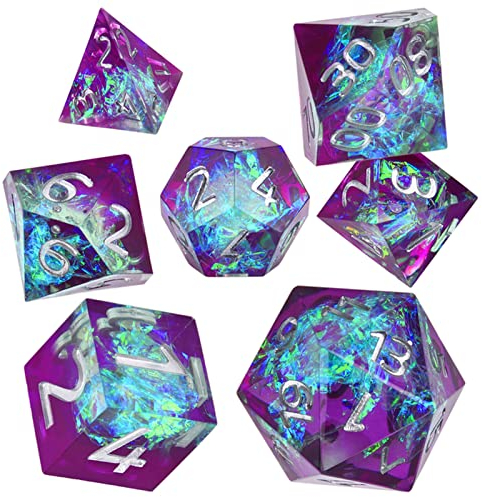 Würfel Harz-Polyhedral-schillerndes Dazzle-Würfel-Set for Tischspiele Rollenspiel Gezinkte Würfel (Size : Purple Blue)