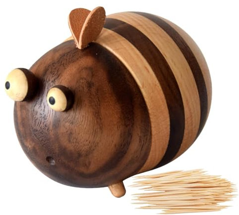 Jomewory Zahnstocherspender, Bee Decor Box Zahnstocherhalter, Zahnstocherspender Mit 150 Stück Zahnstochern, Zahnstocherhalter, Aufbewahrungsorganisator, Schreibtischdekora