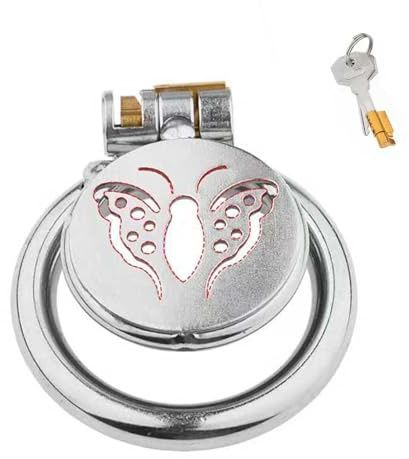 Flach Peniskäfig Schmetterling,Chastity Cage Male Metall,BDSM Keuschheitskäfig Bondage Fetisch,Keuschheitsgürtel Penis Cage Cock Cage Fetisch Sexspielzeug für Männer (40mm)