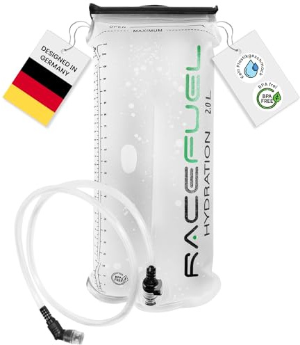 RaceFuel Outdoor Trinkblase mit Trinkschlauch für Sport und Outdoor I super leichte Wasserblase & Trinkbeutel zum Wandern I Trinksystem BPA frei I Rucksack Trinkblase (1.5 Liter)