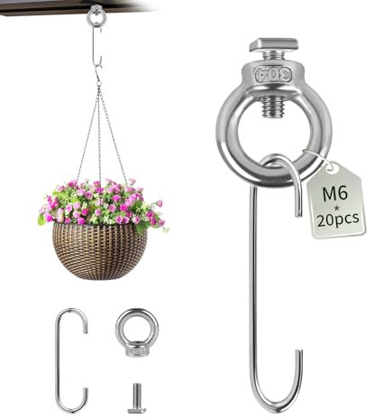 EXLECO 20 X Pflanzenhalter Gewächshaus Klammern Edelstahl M6 Ringmutter mit Hammerkopfschraube Haken Gewächshausclips Ringschrauben klammern für Pflanzen Aufhängevorrichtung Rankhilfe für Gurke Tomate